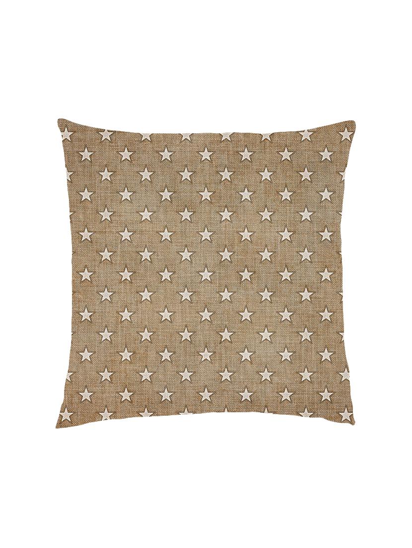 digitally printed burlap look & stars over it. satin cushion cover - 13285963 -  Zoom Image - 0