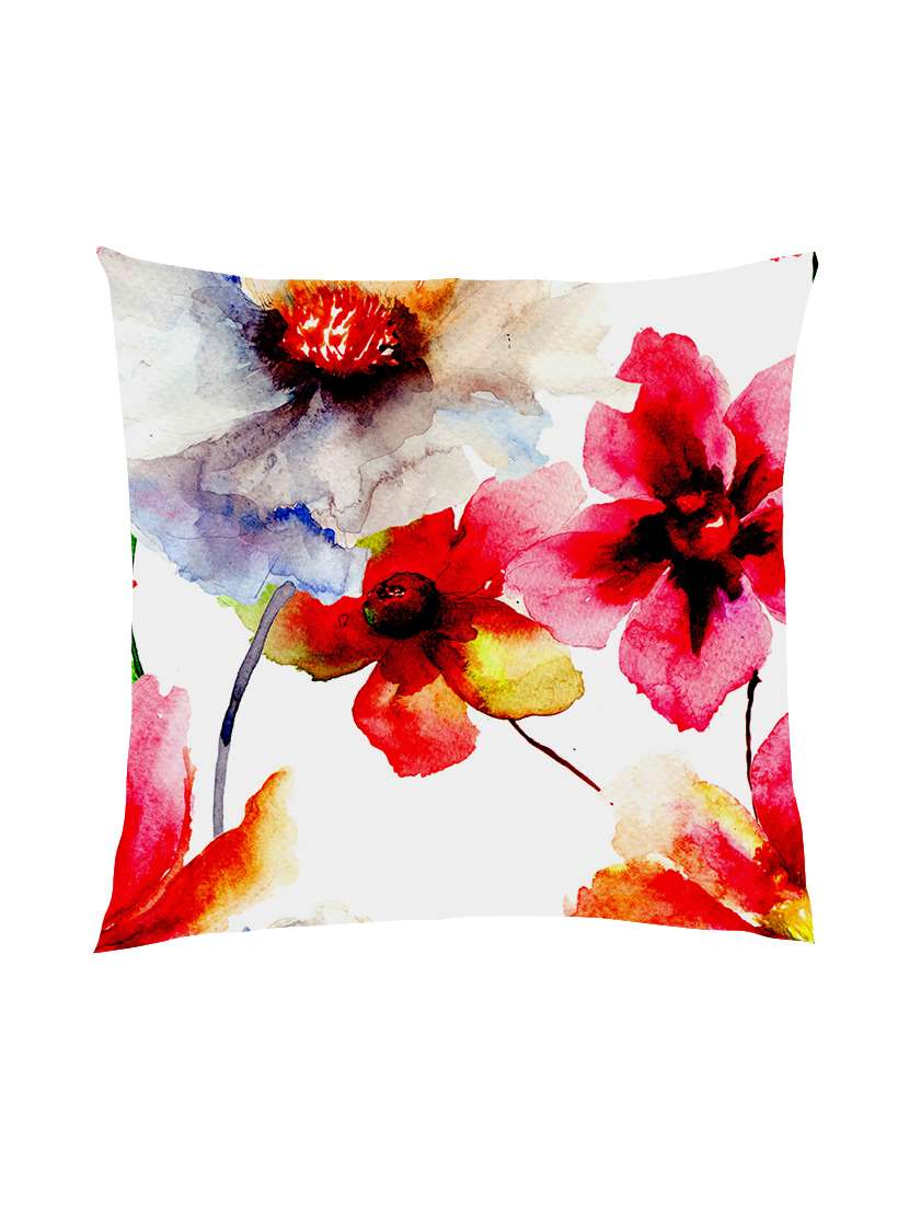 digitally printed watercolour floral design satin cushion cover