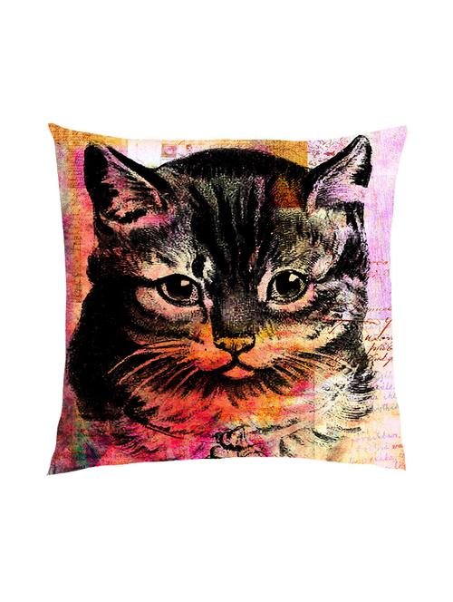 digitally printed background & a cat satin cushion cover - 13286010 -  Standard Image - 0