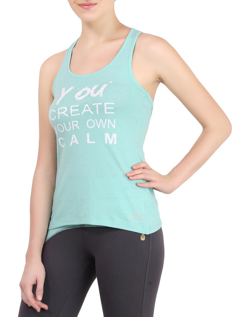 green printed cotton tank top - 13286787 -  Standard Image - 1