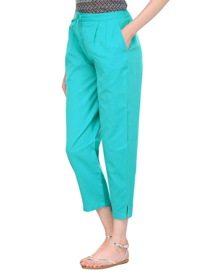 light blue cotton trouser - 13287278 - Standard Image - 1