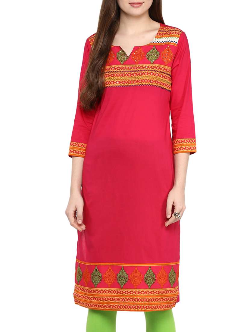pink cotton straight kurta