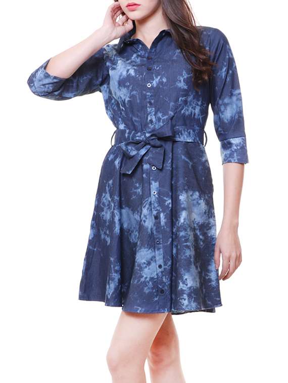 blue denim shirt dress