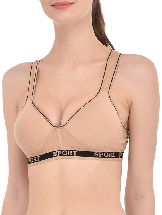 beige cotton sports bra - 13293257 -  Standard Image - 1