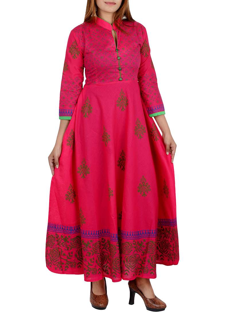 block printed flared kurta