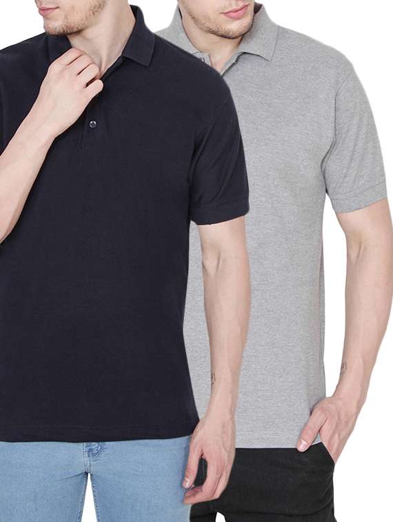 solid cotton polo t-shirts (set of 2)