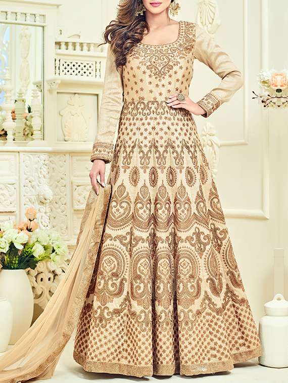 cream banglori silk unstitched suit