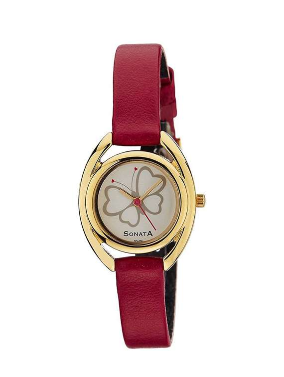 sonata analogue white dial women watch - (nc8960yl02)
