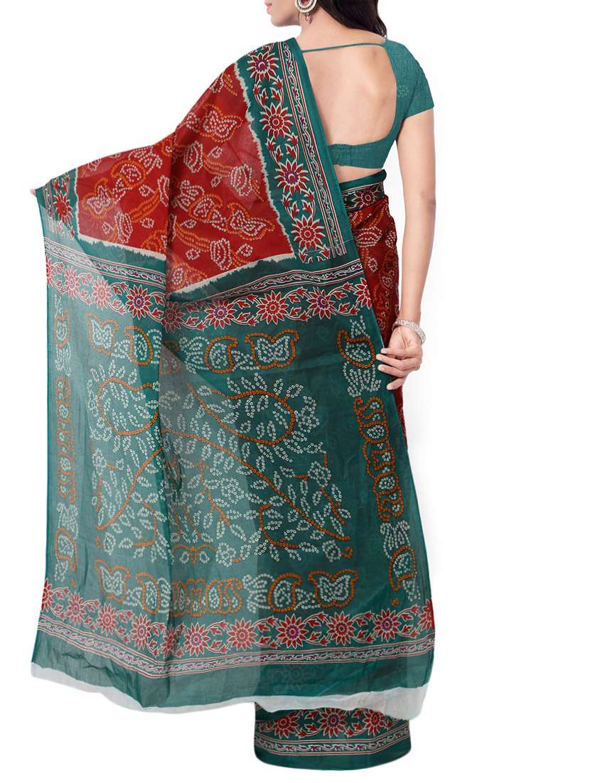 women's bandhani maroon colored saree with blouse - 13308092 - Standard Image - 1