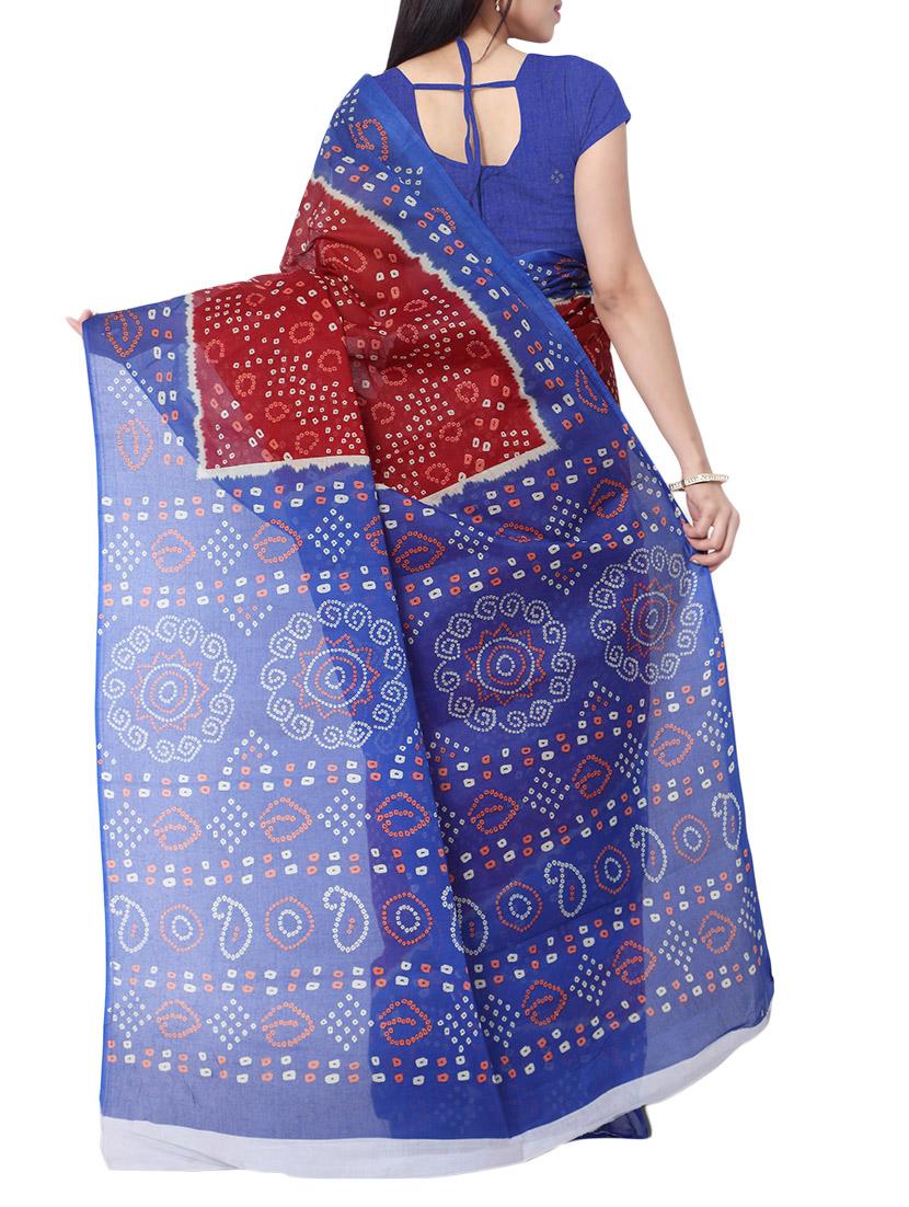 women's bandhani maroon colored saree with blouse - 13308099 - Standard Image - 1