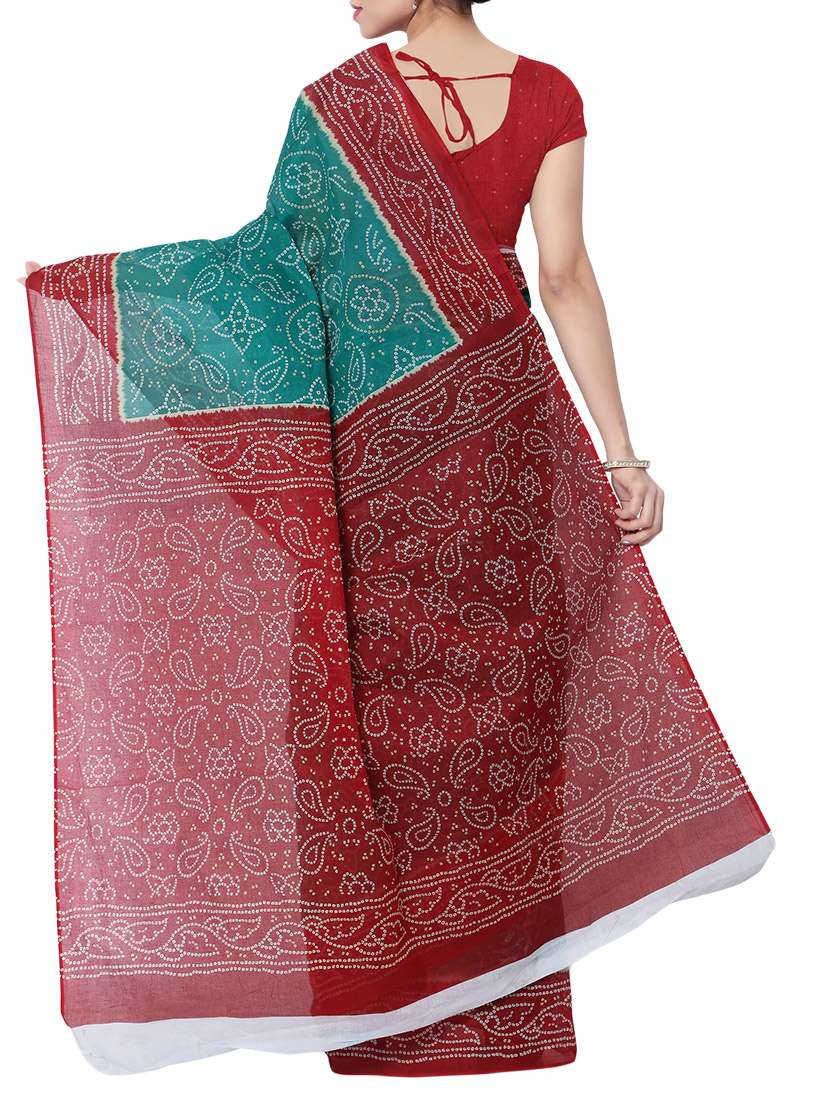 women's bandhani green colored saree with blouse - 13308103 - Standard Image - 1