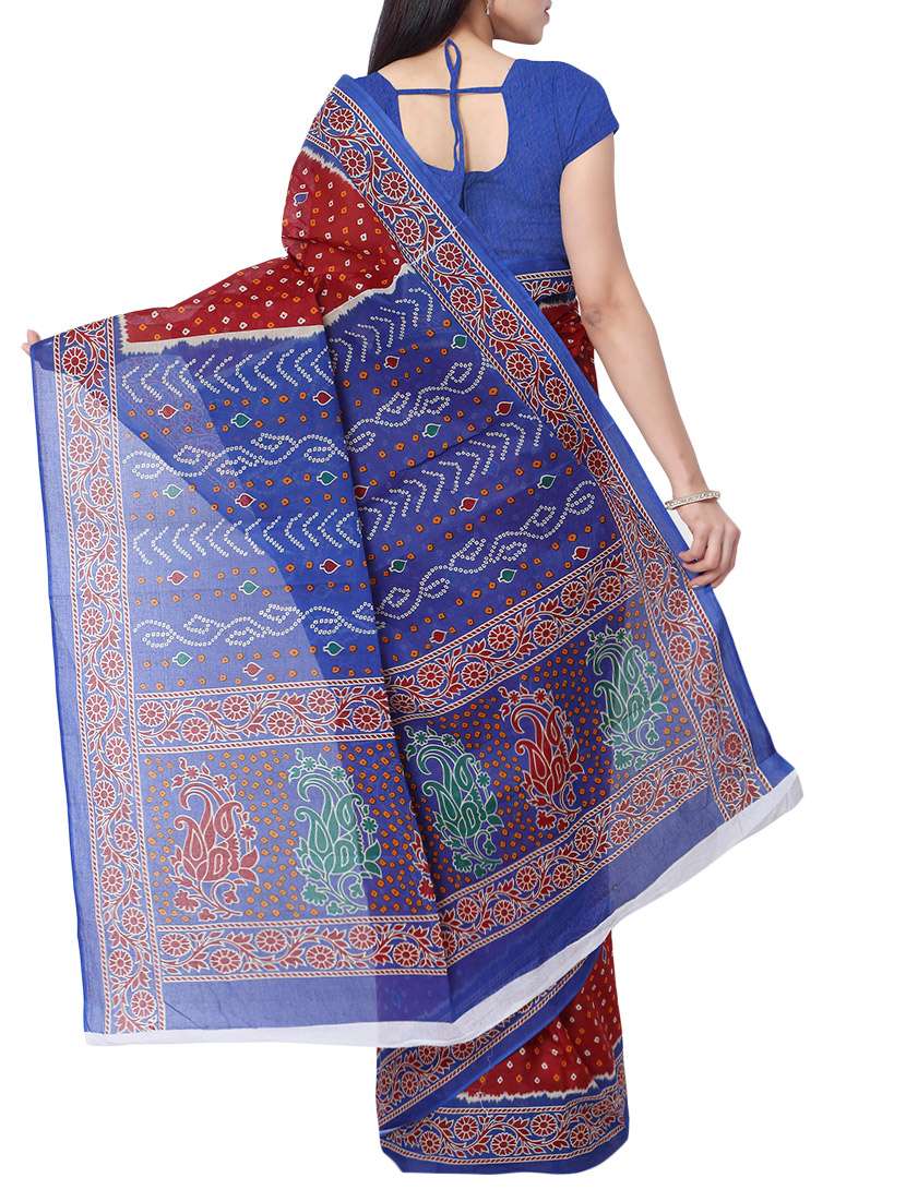 women's bandhani maroon colored saree with blouse - 13308105 - Standard Image - 1