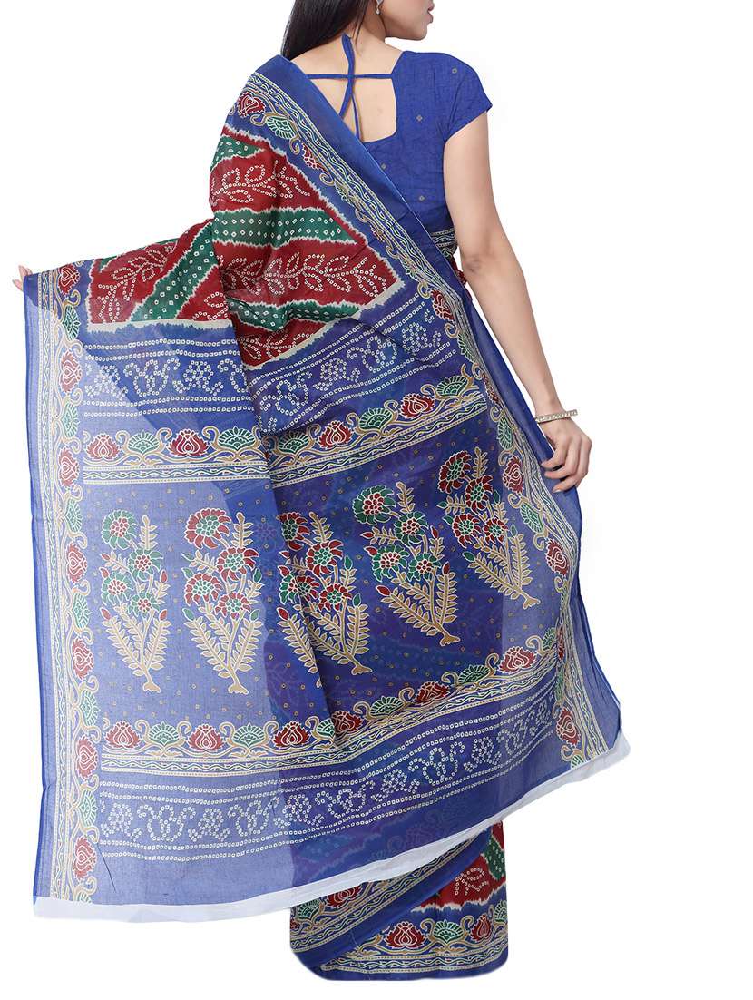 maroon cotton bandhani saree with blouse - 13308128 -  Standard Image - 1