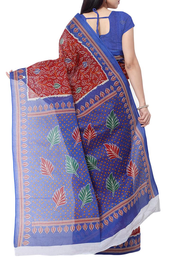 women's bandhani maroon colored saree with blouse - 13308139 - Standard Image - 1