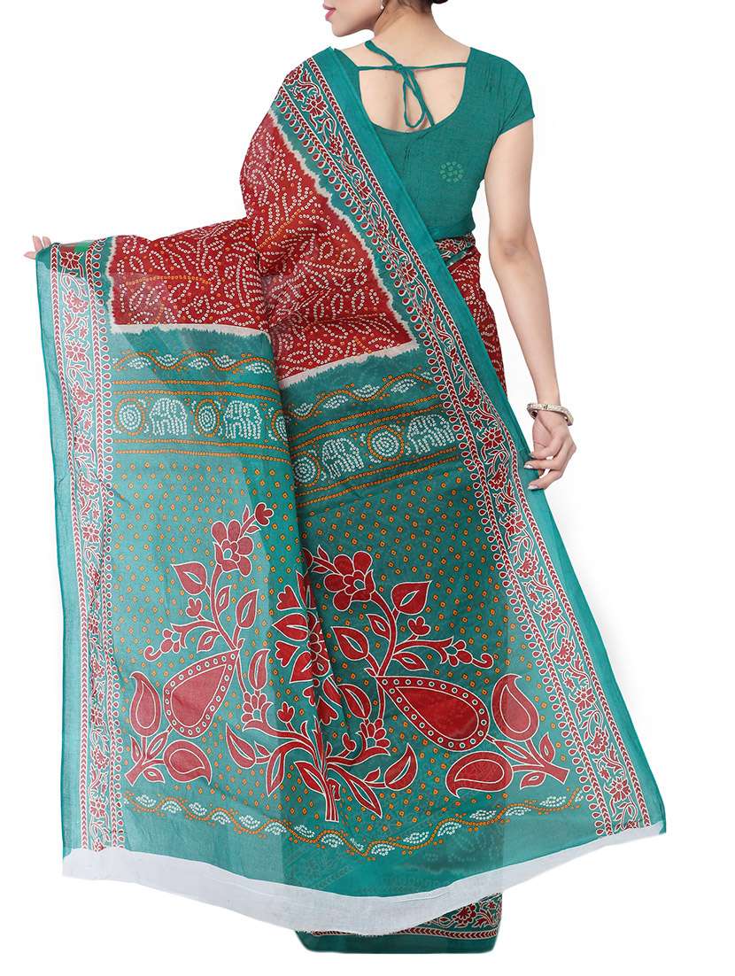 women's bandhani maroon colored saree with blouse - 13308142 - Standard Image - 1
