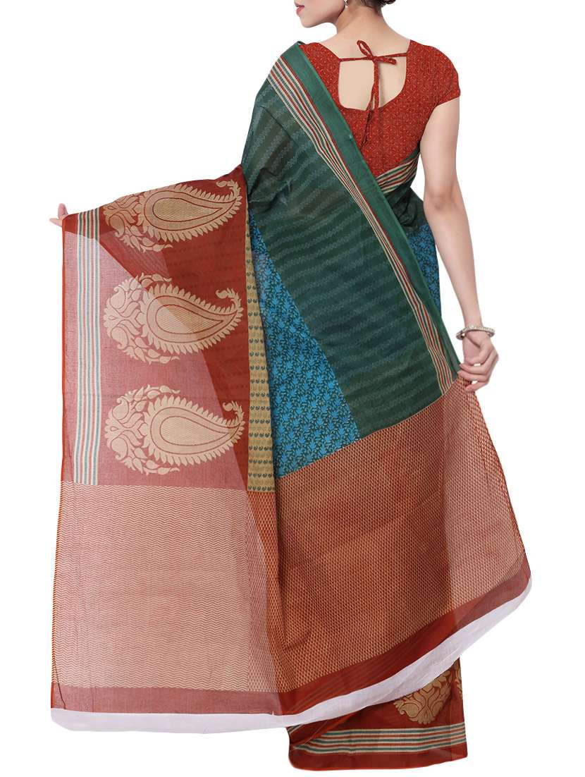 women's floral multi colored saree with blouse - 13308168 -  Standard Image - 1