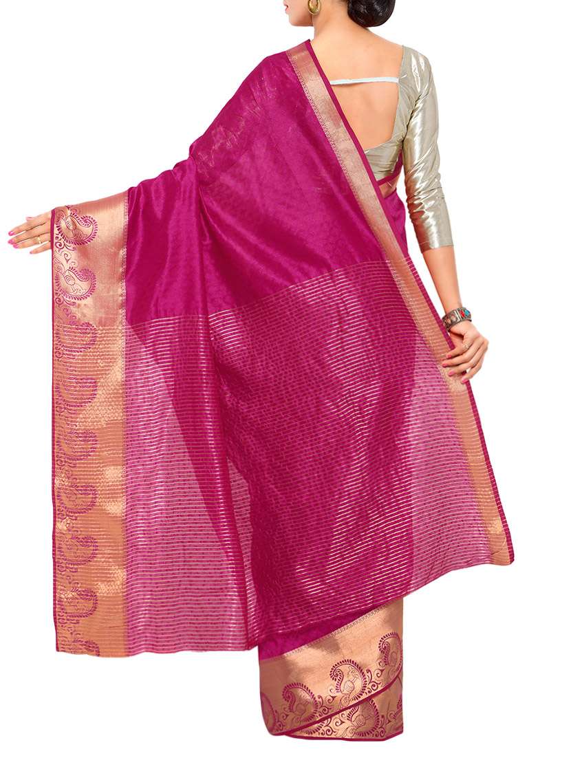 women's self design magenta colored saree with blouse - 13308179 -  Standard Image - 1