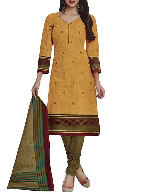 yellow  unstitched churidaar suit