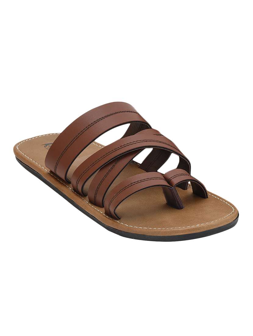 brown leather slip on slipper