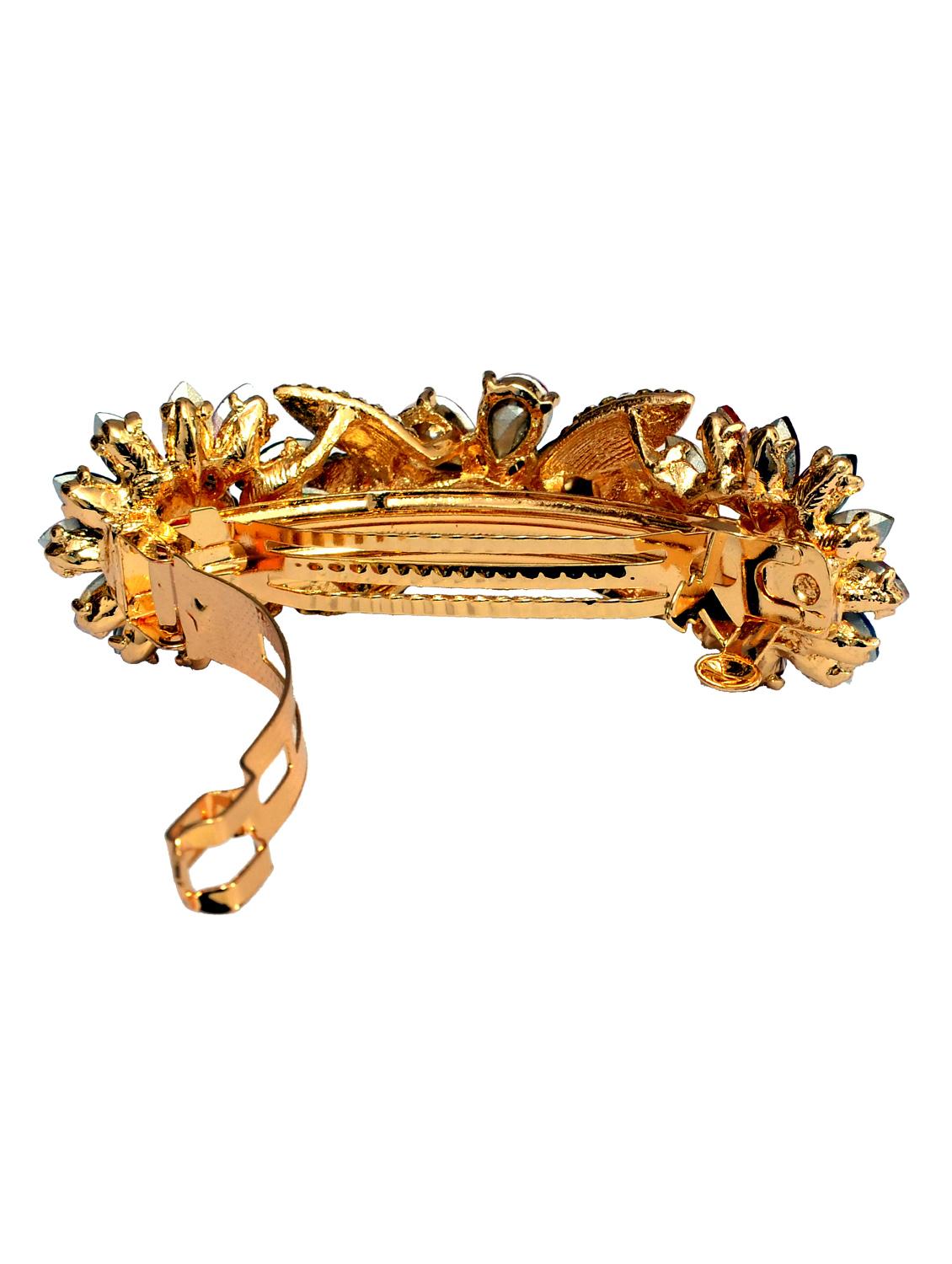 gold metal embellished hair clip - 13326165 - Standard Image - 1