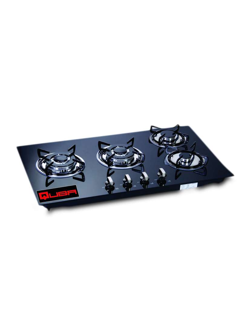 black stainless steel 4 burner hob-top