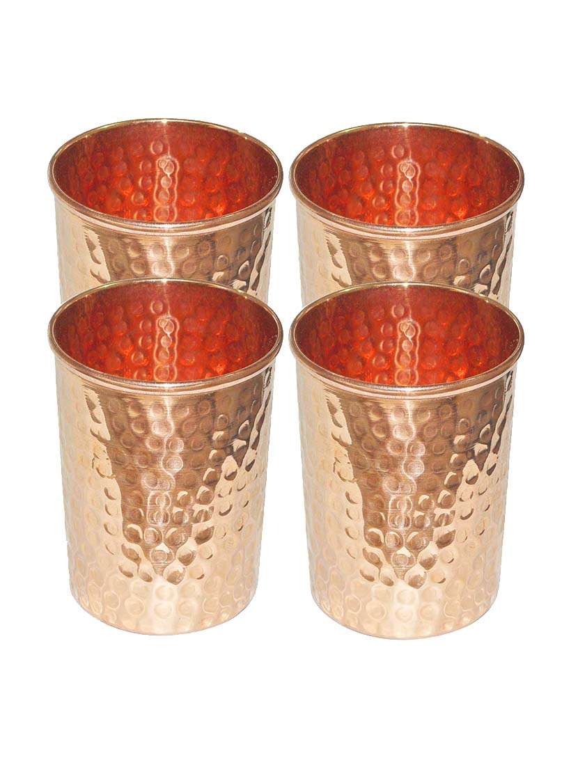 asiacraft set of 4 pure copper hammered handmade glasses