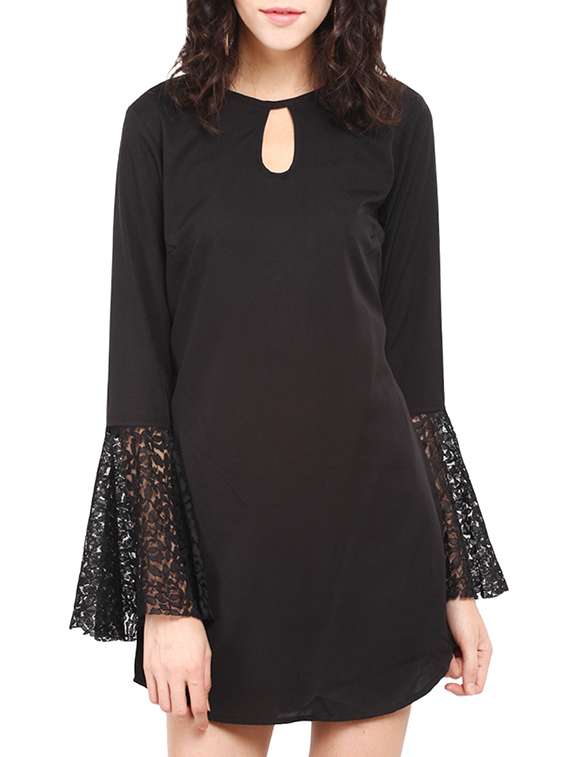 black crepe shift dress