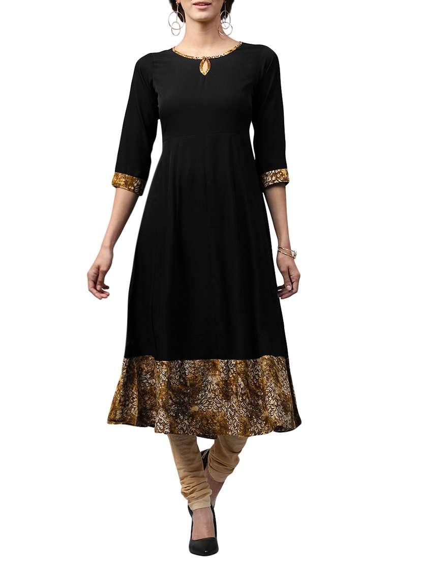 black crepe anarkali kurta