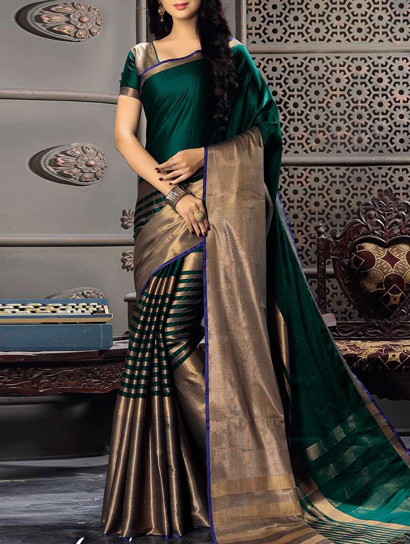 green cotton silk maheshwari saree with blouse