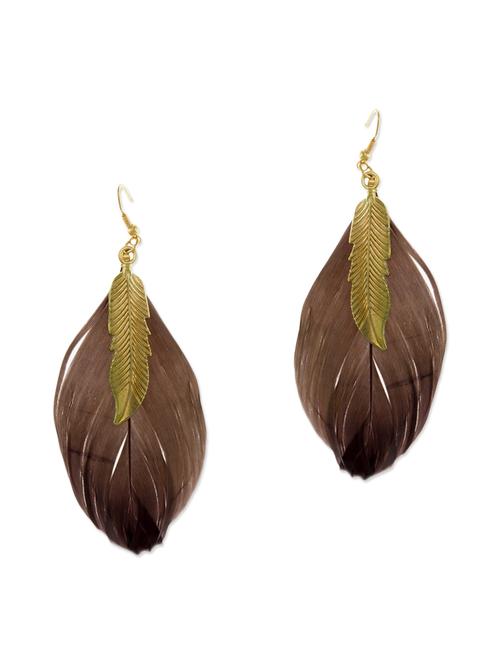 brown metal drop earrings - 13335015 -  Standard Image - 0