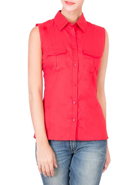red cotton regular shirt