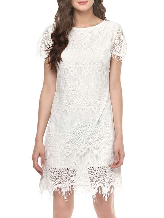 white lace sheath dress