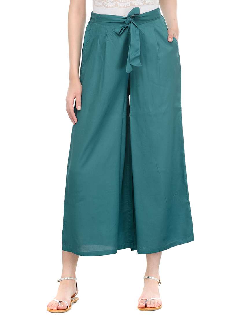 green viscose palazzo