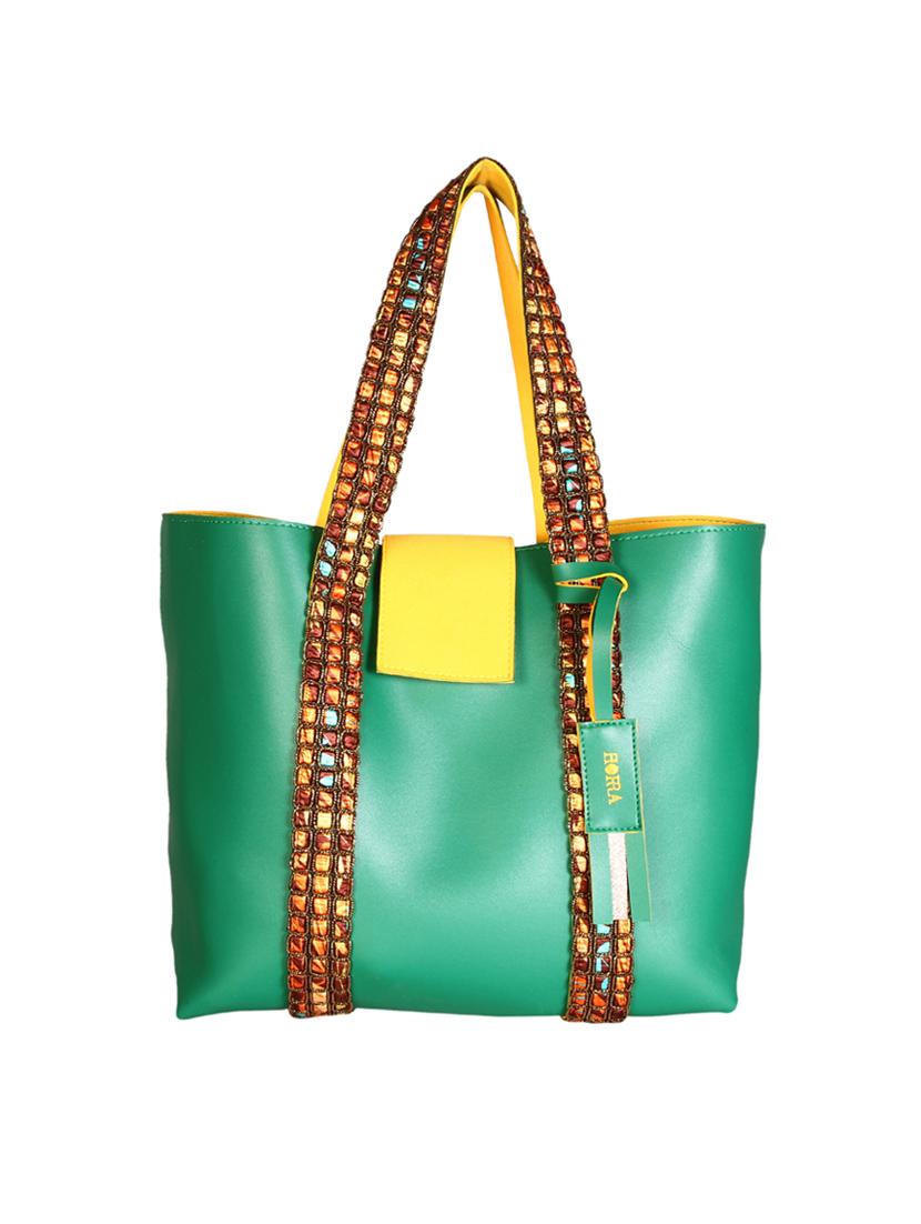 green leatherette tote - 13340783 - Standard Image - 4