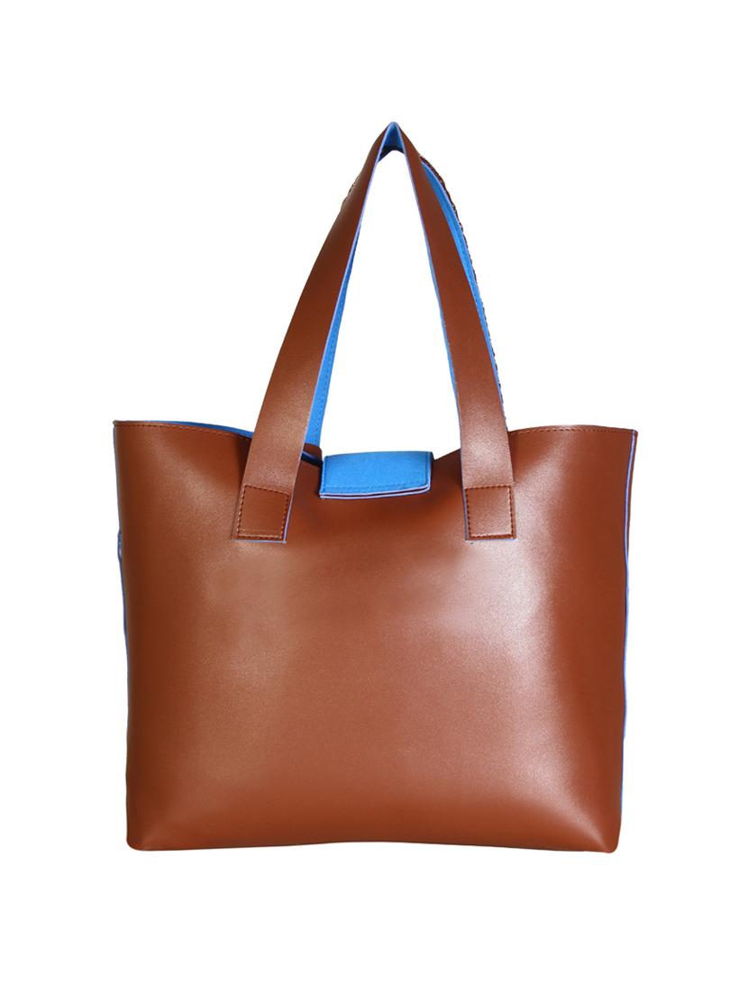 brown leatherette tote - 13340785 - Standard Image - 1