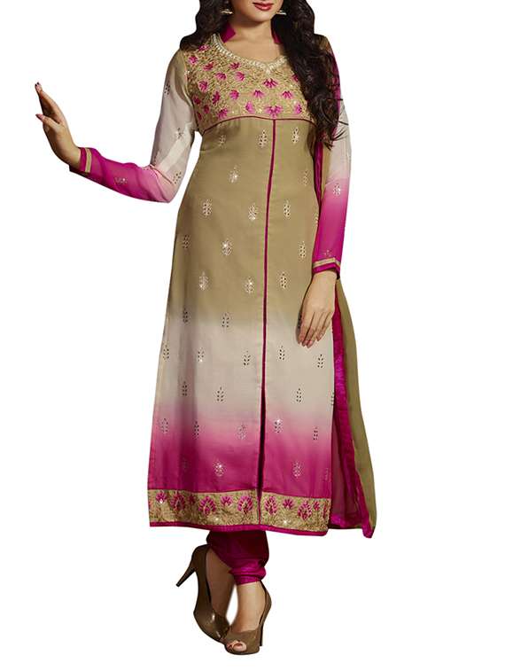 multicoloured embroidered suit set