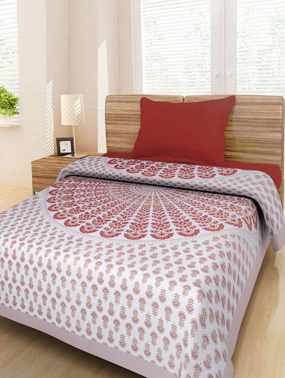 DI-KRAFT Multicolor Cotton Ethnic Print Single Bedsheet