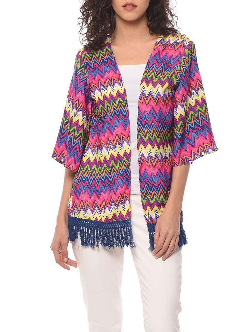 multicolored printed regular shrug