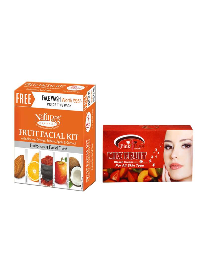 nature's essence- fruit facial kit mini with pink root mix fruit bleach 