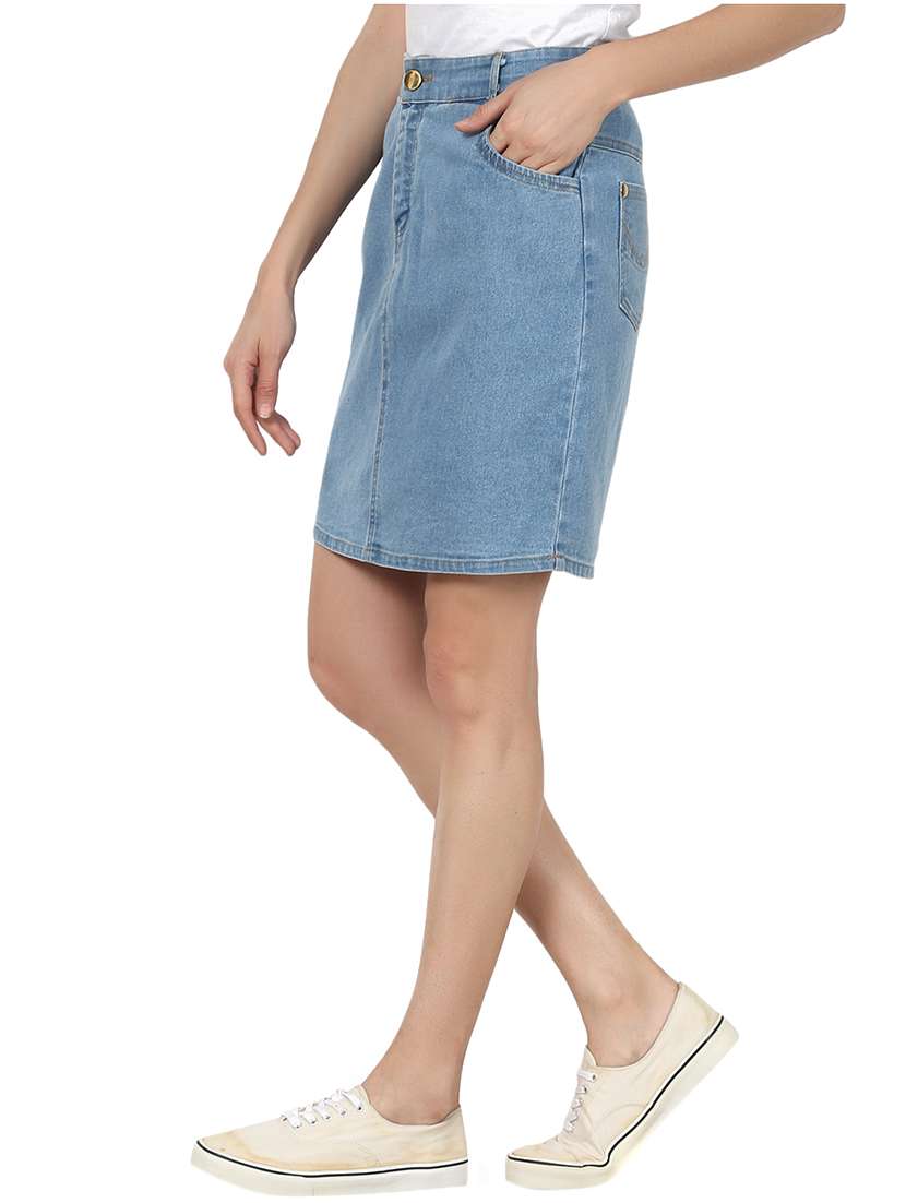 Buy online Light Blue Denim Skirt from Skirts & Shorts for Women by
