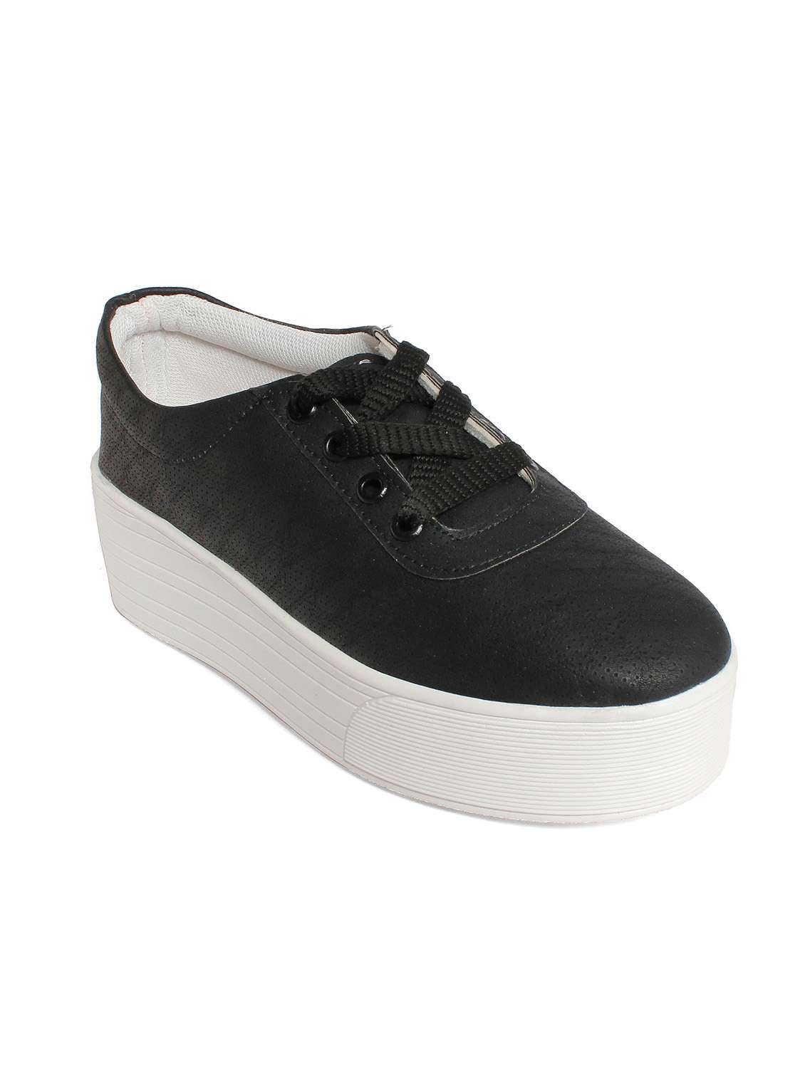 black pu sneakers