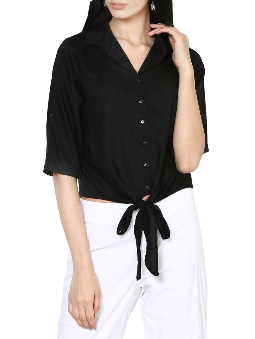 solid black cotton shirt