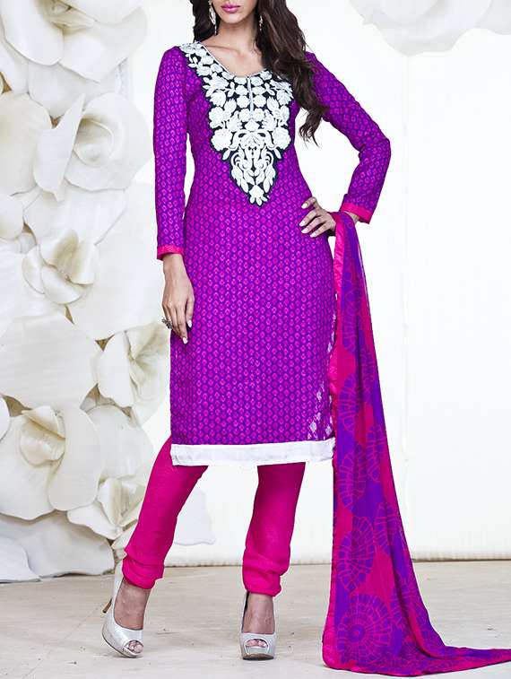 purple cotton unstitched suit