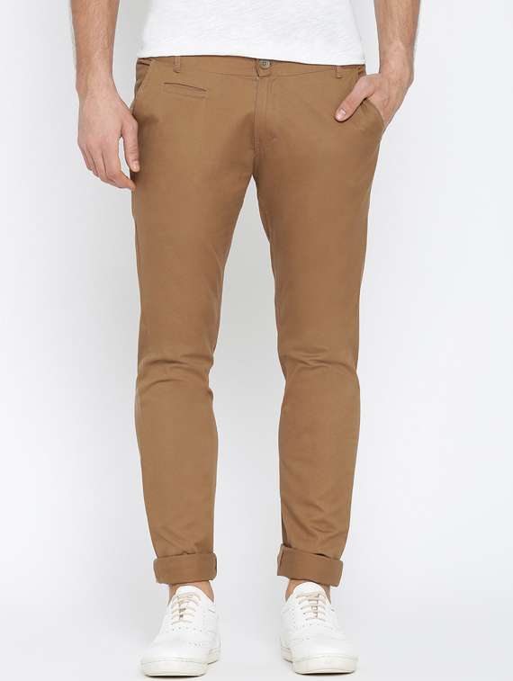 brown cotton chinos casual trouser