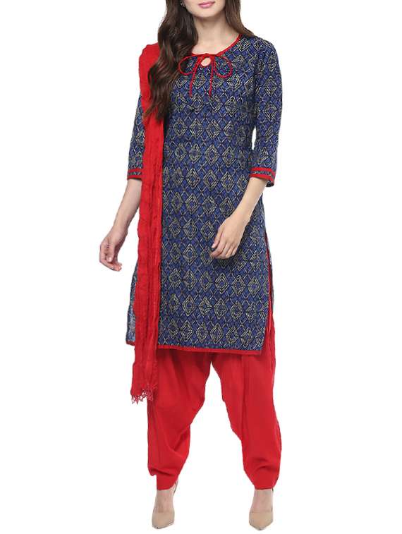 printed kurta salwar with dupatta set