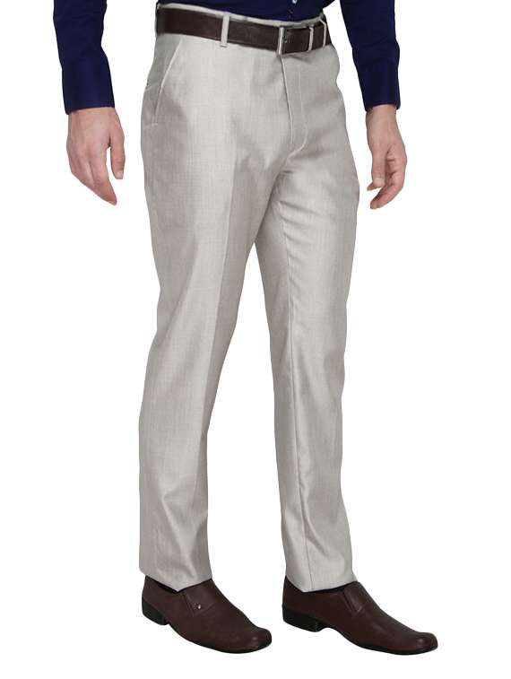 grey polyester flat front trousers formal trouser - 13367591 -  Standard Image - 1