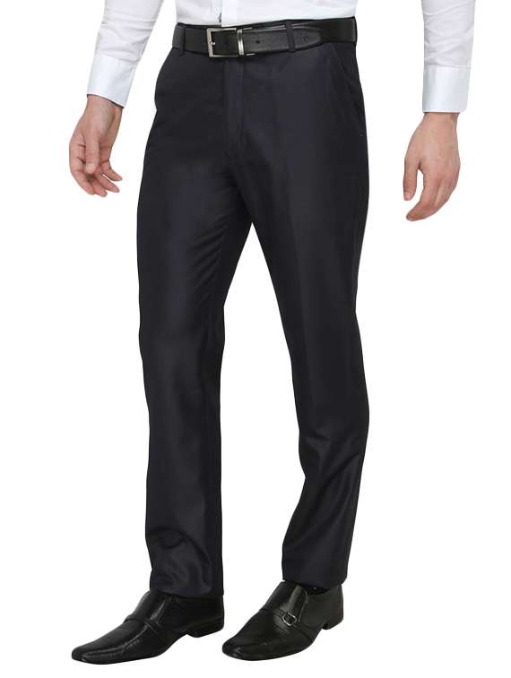 grey polyester flat front trousers formal trouser - 13367600 -  Standard Image - 1