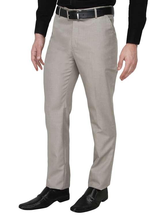beige polyester flat front trousers formal - 13367607 -  Standard Image - 1