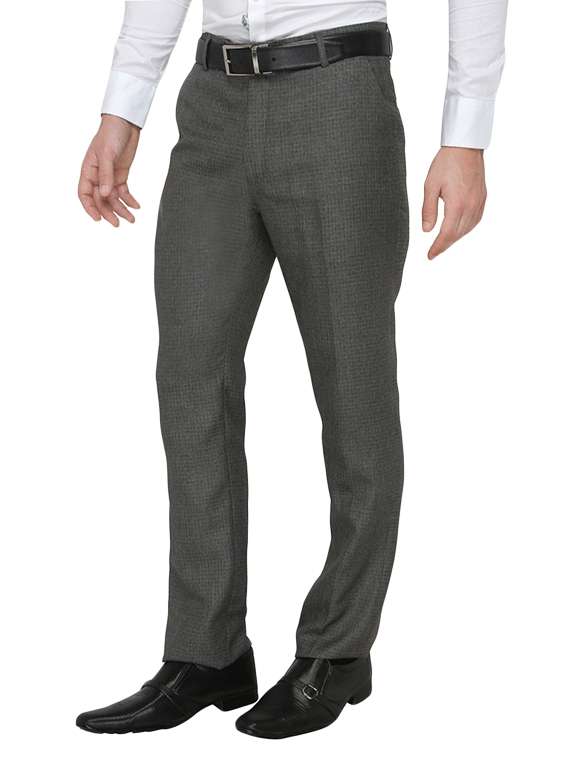 grey polyester flat front trousers formal trouser - 13367610 -  Standard Image - 1
