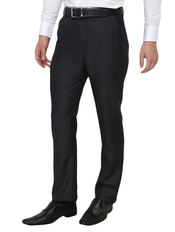 black polyester flat front trousers formal trouser - 13367621 -  Standard Image - 1